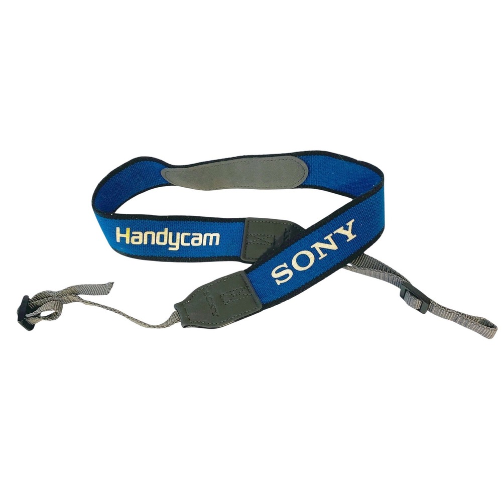 Vintage Sony Handycam Video Camera Strap Blue Woven Embroidered Retro Camera Bag